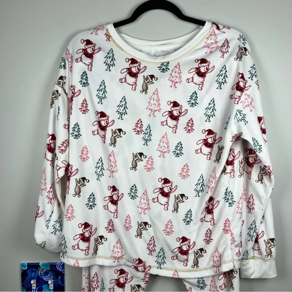 Disney Winnie the Pooh Women's Soft Christmas Top Pants Pajama Set 2-Piece Large - Picture 3 of 13
